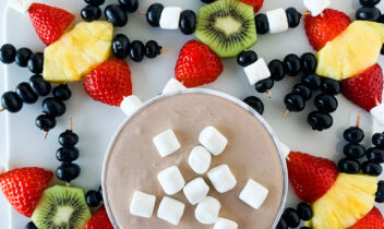 fruit snowflakes with hot cocoa dip